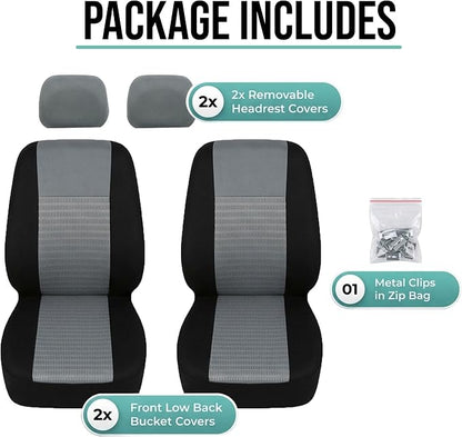 FH Group Universal Car Seat Covers Front Set for SUV Truck Sedan Vans | 3D Textured Breathable Fabric Seat Cover Set Protector with Airbag Compatible Interior Upgrade - Gray - Image 7