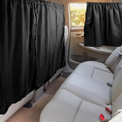 4 Pcs Medium Upgrade Double Layer Thickened Car Curtains Set, 98% Light Blocking Car Window Shades Covers, Include 2 Side Window Covers, 1 Divider Curtain & 1 Storage Bag, Sedan SUV Accessories by BelleBeau-UYummyTastyDry