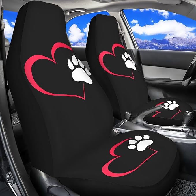 Dog Paw 2 Pcs Car Seat Covers Set Vehicle Front Seat Protector Auto Interior Accessories Protetors Car Mat Covers Universal fit Most Car SUV Van Truck - Image 6