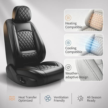 Fit Canyon Car Seat Covers for GMC Canyon 2015-2025 2026 - Luxury Leather, Anti-Slip, All-Weather, Waterproof & Breathable, Airbag Compatible, 2 Front Seats Only (Black) - Image 8
