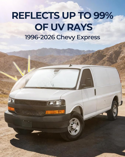 for Chevy Express 1996-2026 Cargo Van Windshield & Side Window Sun Shade | 3Pc Privacy Sun Shade Set for Front Windshield Side and Rear Windows, Window Covers Keeps Vehicle Cool for Camping Napping - Image 6
