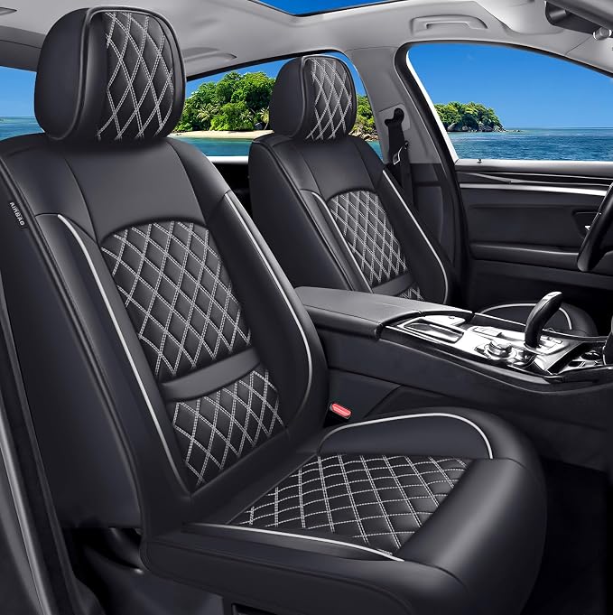 for Subaru Outback 2007-2026 Car Seat Covers, Full Set, Whiteline | Luxury Full Coverage Leather Seat Protectors, Waterproof Breathable, Non-Slip, Easy to Install, Airbag Compatible, All-Season by Unknown