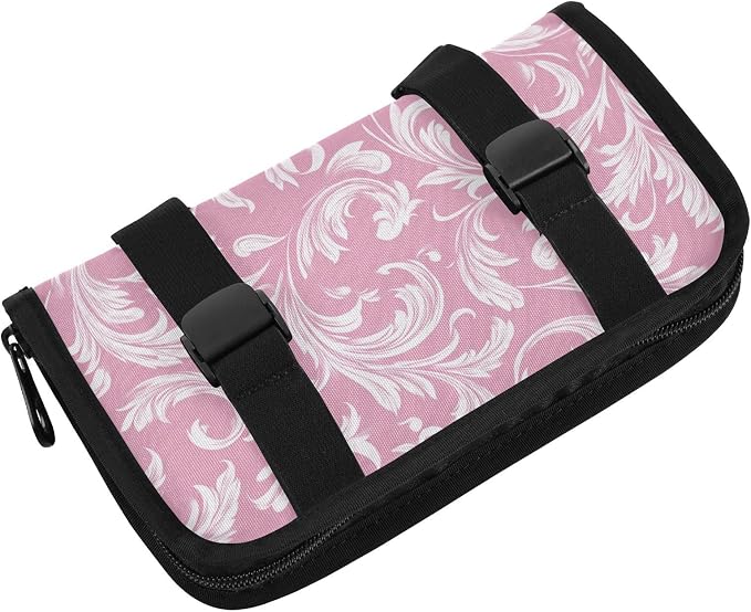 Car Tissue Holder Car Napkin Holder Tissue Box Dispenser Storage Case Sun Visor Mask Holder Accessories with Adjustable Straps Reusable Refillable Pink Damask Swirl - Image 2