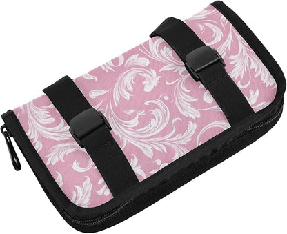 Car Tissue Holder Car Napkin Holder Tissue Box Dispenser Storage Case Sun Visor Mask Holder Accessories with Adjustable Straps Reusable Refillable Pink Damask Swirl - Image 2