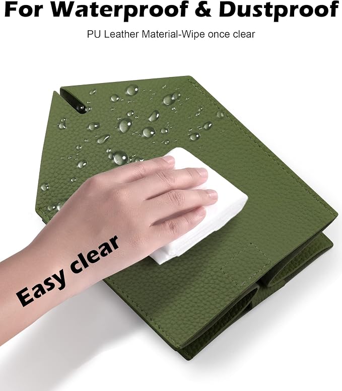Tissue Box Cover for PU Leather, Modern Simple Solid Color Holder Square Tissue Bag, Ideal for Bathrooms,Office,Car,Nightstand,Outdoor Tent,Dining Table,5"X5"X5", Double Green - Image 6