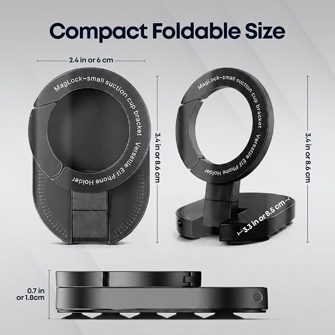 ALCOVA MagLock 3-in-1 Suction Magnetic Phone Holder for MagSafe | Phone Tripod Mount with Carabiner Clip, Compatible with iPhone 17-12, Ideal for Car Dashboard, Gym, Kitchen, Office - Image 6