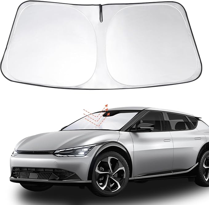 Windshield Sun Shade Sunshade for 2022-2025 2026 Kia EV6 | Full covered for windshield, Foldable & Durable, Block UV Rays, Reduce Heat, Easy to install, Keeps Car Cooler by LHFLIVE