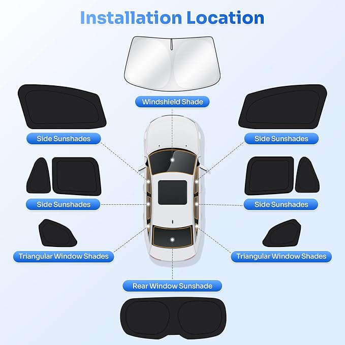 Canvcle Window Shades for 2019-2026 BMW X5 Accessories Windshield Sun Shade Side Rear Window Covers Sunshade Sun Visor Shield Privacy Protection for Camping Keep Vehicle Cool Black 10PCS - Image 5