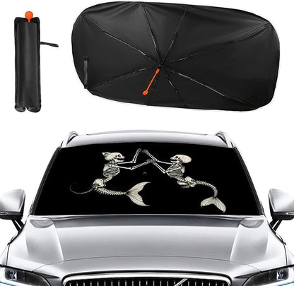 Cat Skeleton Car Windshield Sun Shade Foldable Umbrella Auto Sunshade for Car Truck SUV-Blocks Sun Visor Protector-Keeps Your Vehicle Cool - Image 2