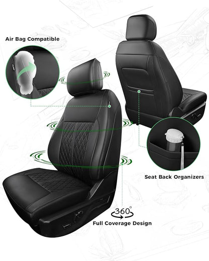 RIDEPOSH for Ford F150 Leather Seat Covers, SuperCrew Lariat 2021-2026 | Fits F250 F350 Super Duty Crew Cab Lariat 2023-2026, Custom Fit, Bucket Seat, Stain Resistant, Airbag Compatible - Image 3