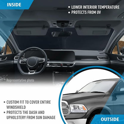 2009-2018 Dodge Ram 1500 Windshield Sun Shade, Protect Auto from Heat Damage and Keep Cool, Compact Foldable, Sunshade for Front Window, CLIM ART, Car Accessories - WS4001 - Image 5