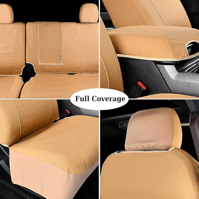 Coverado Front Seat Covers, Waterproof Canvas Seat Protector for Car Seat Cushions for Kids & Dogs, Seat Covers Compatible with 2015-2026 Ford F150 & 2017-2026 Ford F250 F350 F450(Yellow, 2PCS) - Image 5