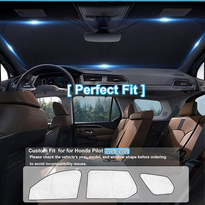 KMF 8pcs Thicken Sun Shades for Honda Pilot 2025 2026 Accessories, Full Car Window Covers for Windshield Side Rear, UV Block and Protect Privacy Blackout for Camping Outdoor - Image 5