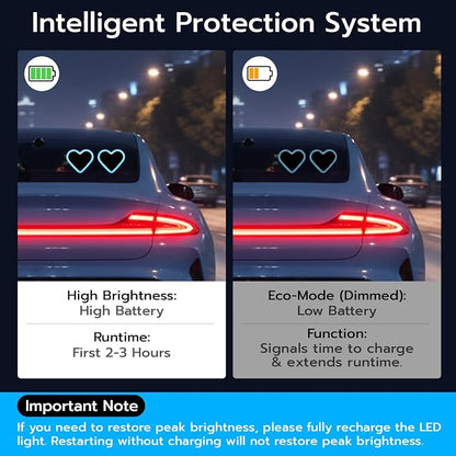 Mcbazel Car LED Ambient Light, Rechargeable Solar-Powered Heart-Shaped LED Light, 6 Lighting Modes, Romantic Car, Outdoor Decor, Ideal Gift for Couples, Women, Men - Ice Blue (1 Pcs) - Image 5