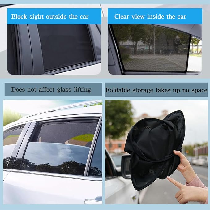 Car Magnetic Sun Protection Curtain 4PCS Fit for Ford Edge 2010 2011 2012 2013 2014 UV Protection, Insect Screen, Rear Passenger Side Window Visor-Black - Image 6