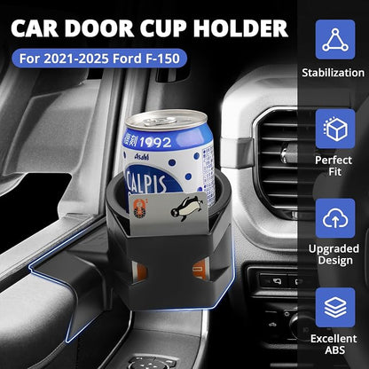 Autorder Car Door Cup Holder for 2021-2025 2026 Ford F-150 F150 Accessories Cup Holder Expander with Card Slot Anti-Shake&Noiseless Drink Holder Insert for Car Daily Driving - Image 7
