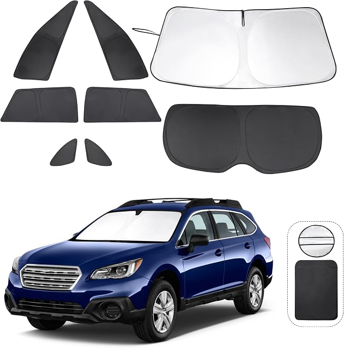 TINGLU Window Shades for Subaru Outback Wagon 2015-2019 8PCS Accessories Car Side Full Windows Cover Camping Rear Triangular Windshield Sun Shade Sun UV Rays Privacy Protection by TINGLU