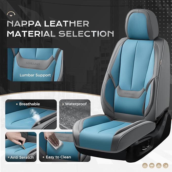 Coverado Car Seat Covers, Seat Covers for Cars, Waterproof Leather Auto Seat Protectors, Leather Car Seat Cushion, Car Interiors Accessories Universal Fit for Most Cars - Image 2