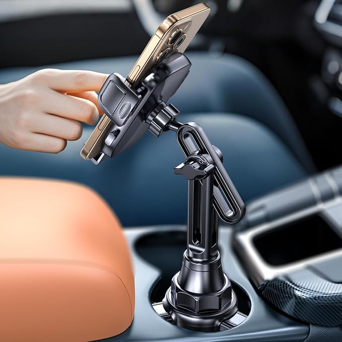Coolpow Cup Holder Phone Holder for Car Phone Holder Cup Holder Phone Mount【Ultra Stable & Never Shake】Phone Holders for Your Car Cupholder Cell Phone Car Mount for iPhone 17 16 All 4"-7" Smartphones - Image 8