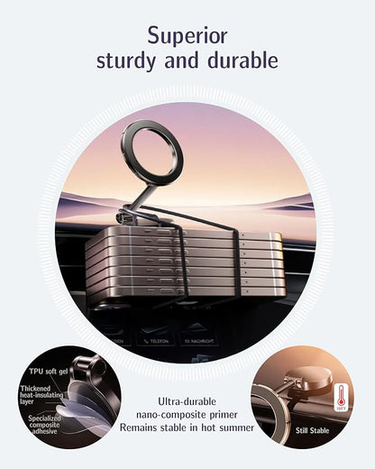 AAF for MagSafe Car Mount, Ultra-Strong Magnetic Phone Holder for Car &Bed &Desk Compact Dashboard Windshield, All Metal 360°Free Rotation [One-Hand Adjustable] Foldable, Easy Setup for iPhone Android - Image 4