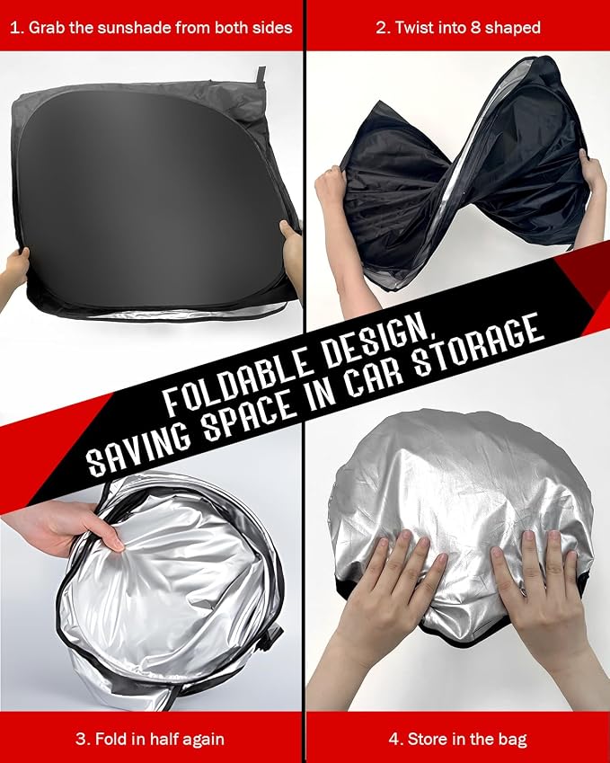 Custom Fit Windshield Sun Shade for H-yun-dai Sonata 2020-2026 | Foldable, Easy to Install & Store, Full Coverage, 210T Reflective Fabric, Blocks 99% of UV Rays - Image 6