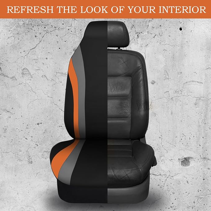 CAR PASS AquaShield Neoprene Waterproof Car Seat Covers Front Seats Only, High Back Bucket Seat Cover,Airbag Compatible,Seat Covers for Women Girl, Universal Fit for Auto Truck Van SUV (Black Orange) - Image 5