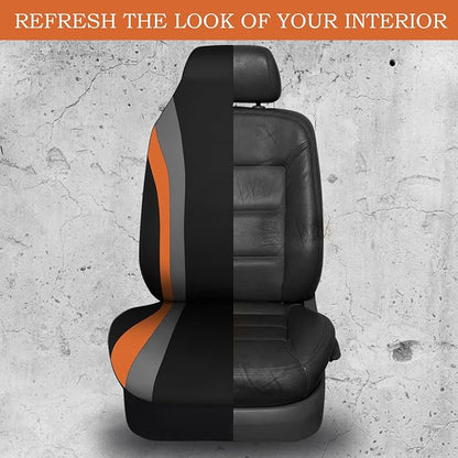 CAR PASS AquaShield Neoprene Waterproof Car Seat Covers Front Seats Only, High Back Bucket Seat Cover,Airbag Compatible,Seat Covers for Women Girl, Universal Fit for Auto Truck Van SUV (Black Orange) - Image 5