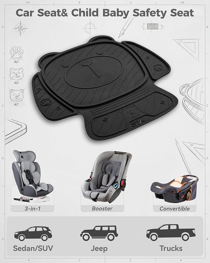3W Car Seat Protector for Child Car Seat, Applicable to All Models | Bear Baby model, Black, TPE All Weather Heavy Duty Car Accessories, Healthy and safe - Image 2