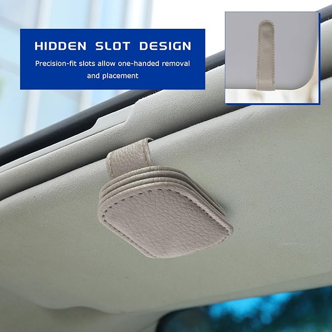 2 PCS Sunglass Holder for Car, Magnetic Leather Glasses Holder Auto Ticket Card Clip, Sun Visor Eyeglass Hanger Interior Accessories for Sedan Truck SUV, Car Accessories (Gray) - Image 6