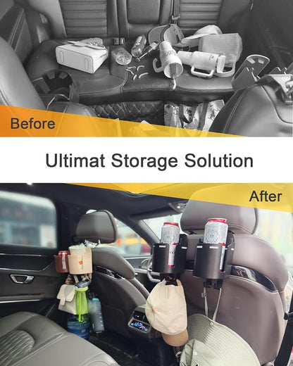 Headrest Cup Holder for Back Seat, Stable Spill-Resistant Drink Holder with Hooks for Bags, Fits 50oz Bottles, Compatible with Sedans, SUVs, and Trucks 2 Pack - Image 2