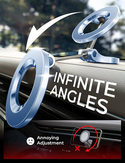 LISEN for MagSafe Car Mount, Magnetic Phone Holder for iPhone 17 16, Blue | Super Compact Foldable Phone Holder for Car, 24 Strong Magnets Power for iPhone 12-17 Series, Classic 3M Adhesive No Residue - Image 9