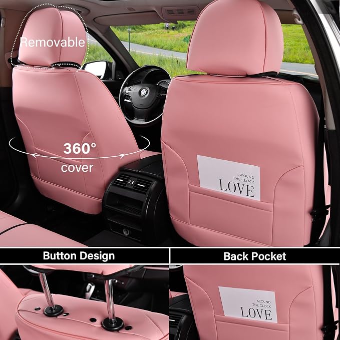 Coverado Car Seat Covers, Seat Covers for Cars, Waterproof Leather Auto Seat Protectors, Leather Car Seat Cushion, Car Interiors Accessories Universal Fit for Most Cars - Image 6