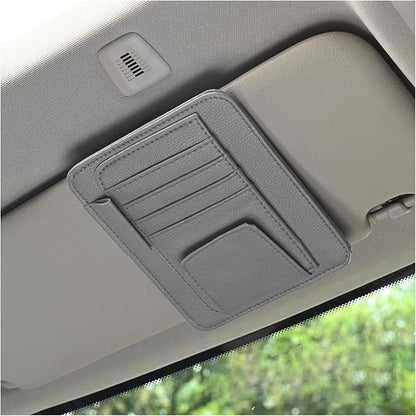 Augeny Car Sun Visor Organizer, Small Auto Visor Organizer and Storage, Registration and Document Holder, Vehicle Accessories for Sunglasses, Document, Card, Pen, Driver License (Gray) by Augeny