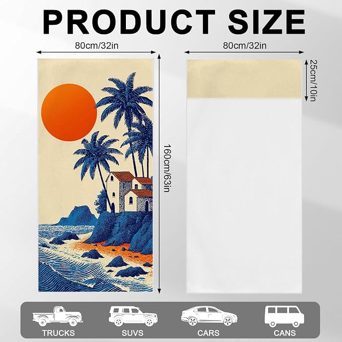 2 Pack Car Towels Seat Cover with Storage Bag, Multifunctional Microfiber Towel for Gym Outdoor Sport Running,Picnic, Beach, Pet Dog Travel,Fits Car SUV Truck (Coastal Sunset) - Image 3