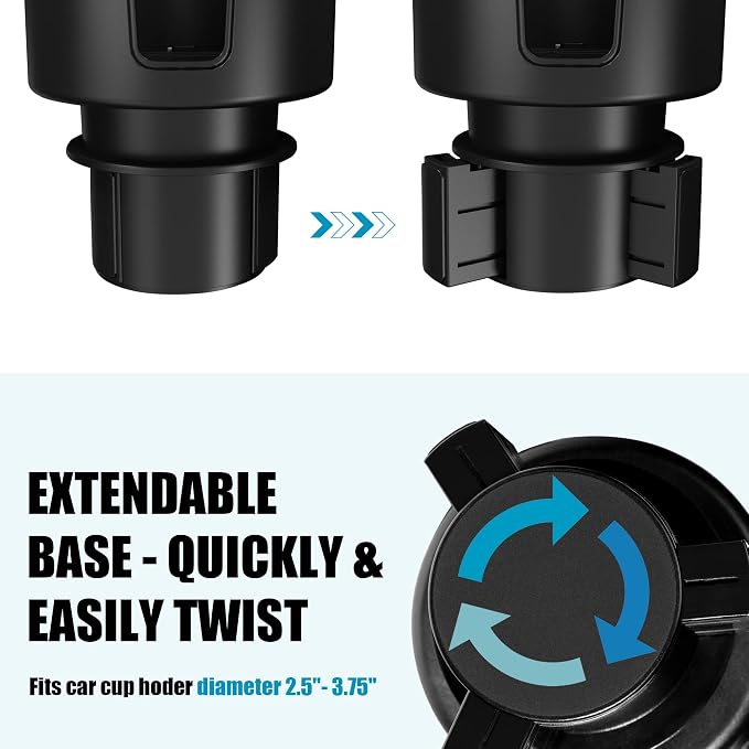 SEVEN SPARTA Car Cup Holder Expander for 32-46oz Large Bottles & Tumblers | Larger Version Fits Yeti 46oz, Hydro Flask & Nalgene, Upgraded Adjustable Offset Base, Fits 3.5"-4" Bottles, Mugs & Tumblers - Image 7
