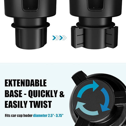 SEVEN SPARTA Car Cup Holder Expander for 32-46oz Large Bottles & Tumblers | Larger Version Fits Yeti 46oz, Hydro Flask & Nalgene, Upgraded Adjustable Offset Base, Fits 3.5"-4" Bottles, Mugs & Tumblers - Image 7