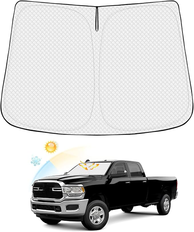 Canvcle Windshield Sun Shade for 2010-2025 2026 Dodge Ram 2500 3500 Accessories Thicken 6-Layer Foldable Front Window Sunshade Cover Sun Visor Protector Block UV Rays Keep Vehicle Cool by Canvcle