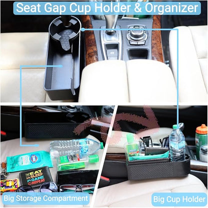 Upgraded Car Cup Holder, Auto Cup Drink Holders,Multifunctional Auto Front Seat Organizer, Gap Filler Storage Box Coin Bucket Console Side Pocket Cell Mobile Phone Holder (Black) - Image 4