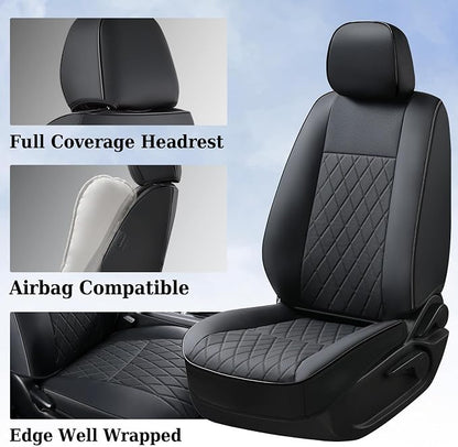 Coverado Tacoma Seat Covers Full Set, Faux Leather Car Seat Covers Custom Fit for 2005-2023 Toyota Tacoma Double & Crew Cab SR SR5 Limited TRD Sport/Pro/Off Road Toyota Tacoma Accessories (Black) - Image 5