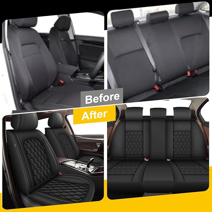 Car Seat Covers for Subaru Impreza 2012-2026 2027 Full Set Faux Leather | Waterproof Breathable Scratch Resistant 360° Wrap Airbag Compatible Easy Clean (5 Seats,Black) - Image 5