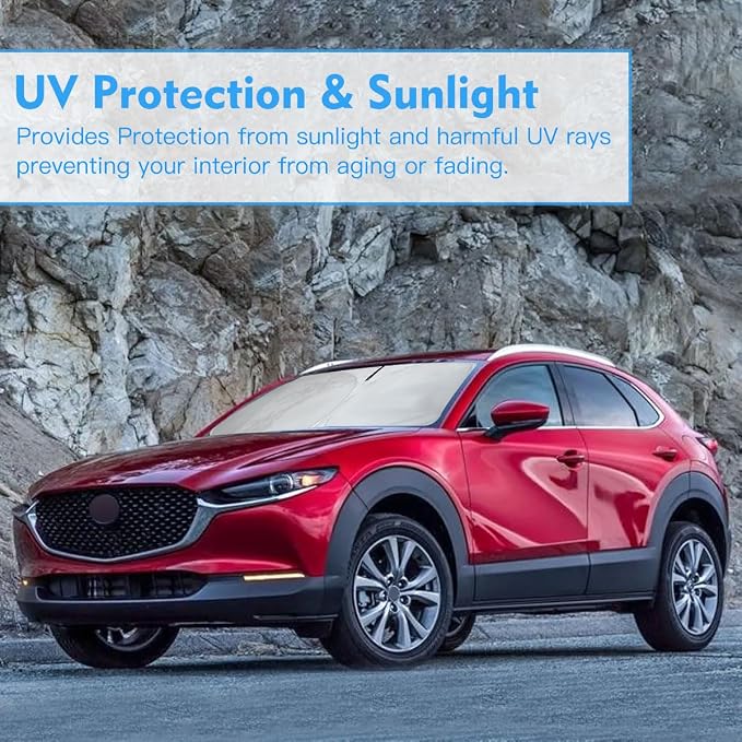 Windshield Sun Shade Car Sunshade Accessories for 2026-2019 Mazda CX-30 | HOHUIGO Custom Fit Front Window Sunshade Fit CX30 Windshield Accessories Window Shade Sun Visor Heat shield Cover Blocks UV - Image 7