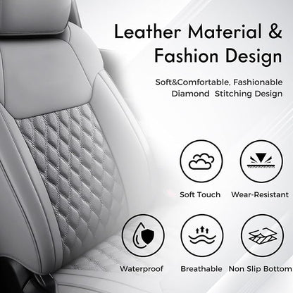 Huidasource Tacoma Gray Seat Covers, Nappa Leather Front & Rear Truck Seat Cushion Cover Fit for 2nd Gen Toyota Tacoma 2005-2015 Double&Crew Cab Base Prerunner SR5 Limited TRD Sport(Full Set/Gray) - Image 8