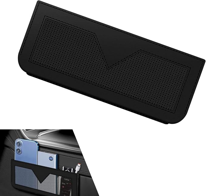 Car Storage Bag, Leather Mesh Car Side Door Organizer, Self Adhesive Seats Consoles Storage Bag for Mobile Tickets Keys Cards, Universal for Most Vehicles (Black) by Unknown