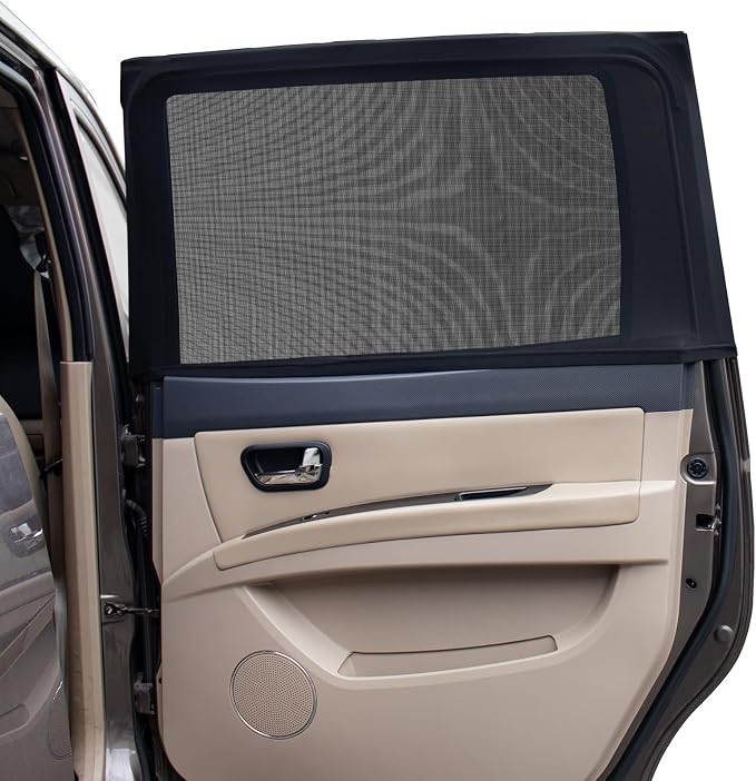 PEYOU Car Window Shades for Baby 2 Pack, Stretchable & Breathable Spandex Rear Side Car Sun Shade for Camping, Blocks UV Rays & Sun Glare for Kids/Adults/Pets - 44.9"X25.6" Fits 99% Cars by PEYOU