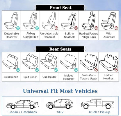 Coverado Car Seat Covers for Front Seat, Leather Seat Covers for Cars, Front Seat Covers, Waterproof Car Seat Protectors Car Seat Cushions Universal for Most Vehicles, Beige - Image 8