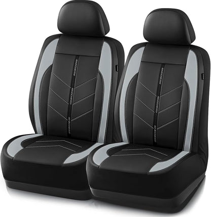 Skechers Car Seat Covers,Luxury Faux Leather Seat Covers,Waterproof Anti Slip Car Seat Protector Front Seats,Car Accessories Airbag Universal Fit for Most Cars,Vans,Trucks,SUV,Grey by Unknown