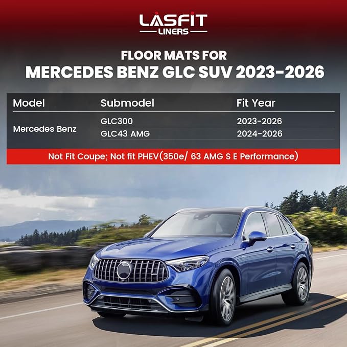 LASFIT Cargo Liner for Mercedes Benz GLC SUV 300/43 AMG 2023-2026 |    & (350e & 63 AMG S E Performance), All Weather TPE Non-Slip Trunk Mat, Black - Image 2