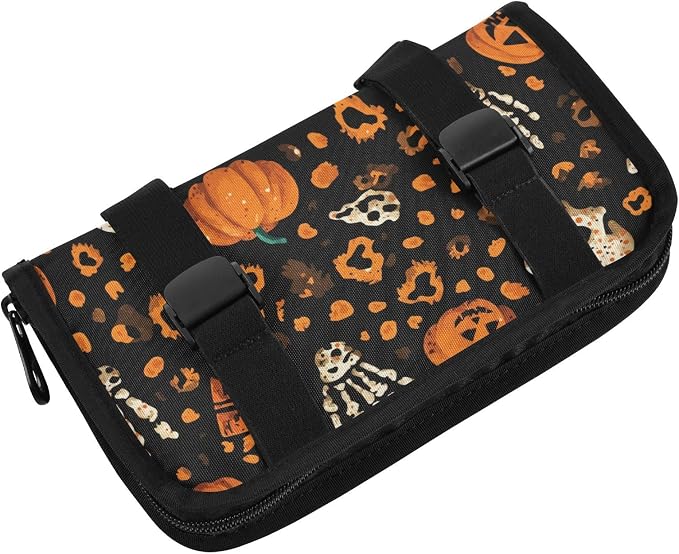 Car Tissue Holder Car Napkin Holder Car Tissue Box Dispenser Storage Case Sun Visor Mask Holder with Adjustable Straps Reusable Refillable Halloween Leopard Pumpkin Skull Brown - Image 2