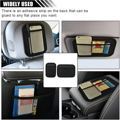 SMILFUY 4PCS Car Organizer, Car Sticky Mesh Pocket, Elastic Mesh Seat Back Pocket, Strong Paste Organizer (2 Large+2 Small, Black) - Image 6