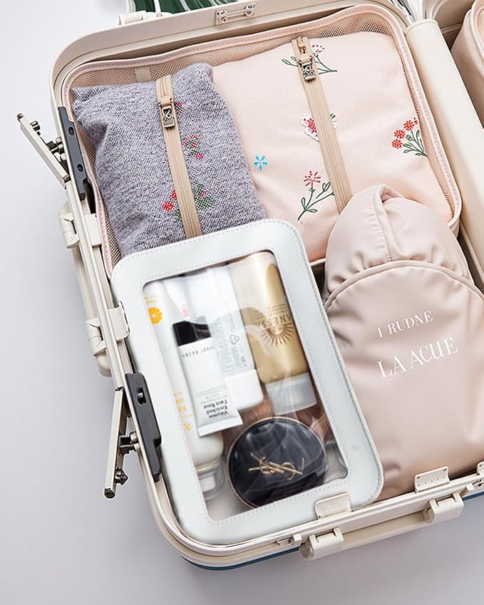 Clear Sunscreen Makeup Bags Pouch, TSA Approved Toiletry Bag with Zipper, Portable Make Up Organizer Traveling Compact Car Bag for Beach Essentials(Clear-White) - Image 7